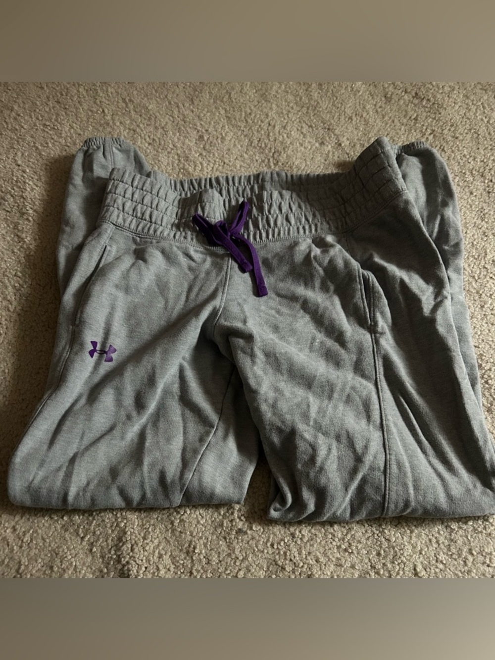 Under Armour Kids XL Gray Joggers with Purple